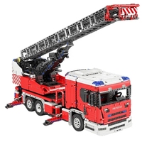 Ensemble de blocs de construction Mould King 17022, camion-échelle de pompiers, modèle de puzzle MOC, kits de briques, télécommande, jouets pour adultes