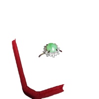 Bague ajustable en jadeite naturelle de style antique, filigrane, plaqué argent 925, diamant cultivé, motif floral complexe, collection Jadeite Paradise