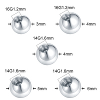 Lot de 10 perles de remplacement à sertir en acier chirurgical 316L à filetage interne pour bijoux de piercing