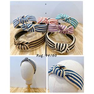 Fascia per Capelli Annodata Bicolore DIADEMA, Elastica a Righe, Accessorio Moda Donna - Product Image 1