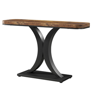 <span class=keywords><strong>Mesa</strong></span> <span class=keywords><strong>Consola</strong></span> <span class=keywords><strong>Industrial</strong></span> de 40 Pulgadas con Base Geométrica Estrecha, Mesas de Entrada para Recibidor, Muebles para Sala de Estar - Product Image 4