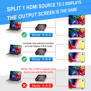 ตัวแยกสัญญาณ <span class=keywords><strong>HDMI</strong></span> 1x2 รุ่น OEM ตัวแปลงโลหะ 4K 2 พอร์ต ตัวแยกสัญญาณวิดีโอ HDTV 1X2 UHD <span class=keywords><strong>4Kx2K</strong></span> 3D ตัวแยกสัญญาณ 1 เข้า 2 ออก สำหรับแล็ปท็อป จอภาพ พีซี - Product Image 4