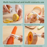 Handmatige fruitmes-schiller-schraper Huishoudelijk opvouwbaar Multifunctioneel Dual-Head 2-in-1 Draagbaar ABS roestvrijstalen gereedschap voor