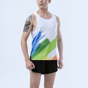 Singlet de course pour homme de haute qualité, à séchage rapide, respirant, débardeur athlétique, 100% polyester, couleur unie, col rond, fitness, entraînement, salle de sport - Product Image 2