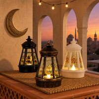 Lanterne LED colorée du Ramadan avec calligraphie arabe et motif de mosquée pour la décoration intérieure et extérieure musulmane de l'Aïd