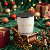 Vente en gros de pots à bougies en verre de luxe pour Noël, 8 oz, 10 oz, 14 oz, avec couvercle et boîte cadeau, décoration de Noël, logo personnalisé, directement de l'usine