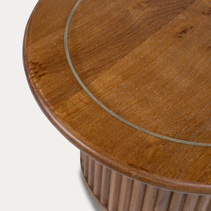Table basse ronde en bois massif de chêne naturel moderne pour salon, chambre d'hôtel, table basse de luxe pour l'extérieur, table basse unique - Product Image 2