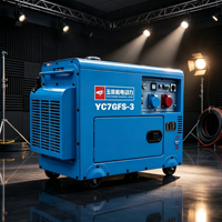 Générateur diesel silencieux Yuchai 7 kW YC7GFS-3 à châssis ouvert, monophasé 230 V, insonorisé, avec démarrage électrique