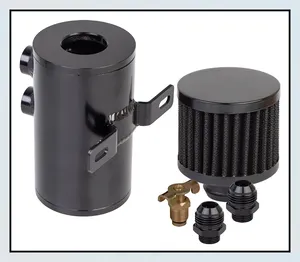Racing Auto AN10 Aluminum Oil Catch Can Reservoir Tank Oil Tank With Breather Filter Black
