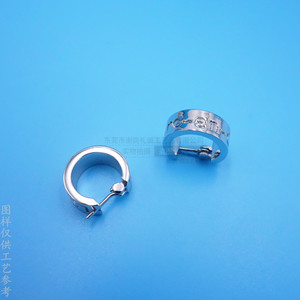 Custom Made <b>Huggie</b> <b>Earrings</b> Bright <b>Silver</b> Letter Engraved Open C Shape Everyday Wear - Product Image 2