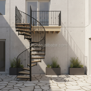 <span class=keywords><strong>Escaleras</strong></span> Espirales <span class=keywords><strong>de</strong></span> <span class=keywords><strong>Hierro</strong></span> <span class=keywords><strong>para</strong></span> Exteriores con Peldaños <span class=keywords><strong>de</strong></span> Madera, Diseño Elegante Victoria <span class=keywords><strong>para</strong></span> Jardín, Patio o Terraza - Product Image 3