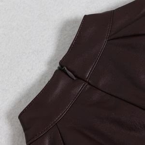 Boutique vendita calda stile dimagrante manica lunga <span class=keywords><strong>in</strong></span> <span class=keywords><strong>pelle</strong></span> Pu <span class=keywords><strong>abito</strong></span> con colletto alto abiti lunghi - Product Image 5