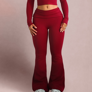 Leggings <span class=keywords><strong>Yoga</strong></span> a Gamba Larga in Nylon Personalizzati con Vita Pieghevole, Abbigliamento per Fitness, Palestra e Pilates, <span class=keywords><strong>Pantaloni</strong></span> <span class=keywords><strong>Yoga</strong></span> a Zampa - Product Image 6