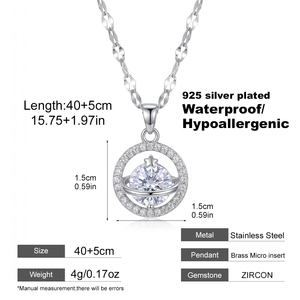 Collana in Acciaio Inossidabile Placcato Argento con Ciondolo Pianeta <span class=keywords><strong>Saturno</strong></span>, Zirconia Scintillante e Charm Celeste, Catena a Maglie per Donna - Product Image 6
