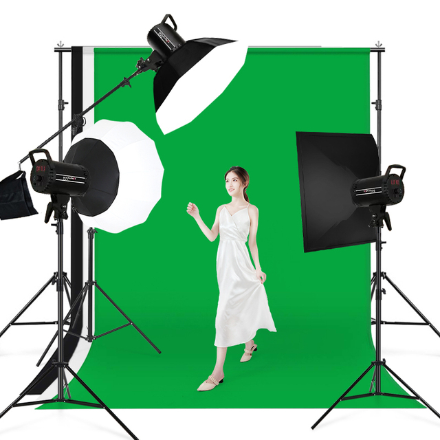 LED Video Lights with Softbox Soft Box Background Stand and Backdrop Cloth Set Studio Photographic Equipment