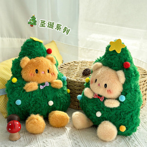 Christmas Cute Blush Scarf Plush <b>Doll</b> Bear Plushies Pendant Ornament Washed Cotton Fabric PP Cotton Lining for Stress Relief - Product Image 5