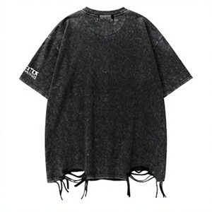T-shirt noir surdimensionné pour homme avec imprimé croix blanche, style streetwear, manches courtes, col rond, jersey de coton - Product Image 2