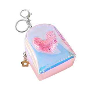 Mini sac à dos porte-clés en PVC, porte-monnaie de luxe, porte-cartes en forme de cœur, organisateur de rouge à lèvres, pochette zippée, breloque de sac - Product Image 5
