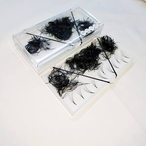 Vente en gros 14D coréen PBT extensions de cils préfabriquées 0.07mm d'épaisseur CC Curl facile modèle 6D avec base pointue étroite thermocollée - Product Image 3