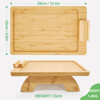 Mesa de Centro Rectangular Grande de Bambú con Soporte para Teléfono, Patas Plegables, Bandeja para Aperitivos en el Reposabrazos del Sofá, Almacenamiento, Fácil de Limpiar, Muebles para Sala de Estar
