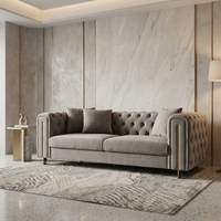 Ensemble Chesterfield de Luxe Postmoderne, Meubles Rembourrés, Canapé Capitonnage Fantaisie en Tissu Postmoderne 3+2+1 pour Villa