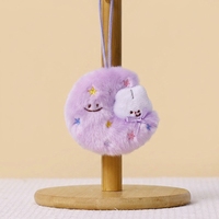 En gros, Mini porte-clés peluche rose en forme de lune, doux et rembourré, avec petit lapin, pour boutiques de cadeaux, prix de machines à griffes, ventes en gros