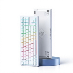 Nouveau clavier mécanique sans fil personnalisé en plastique transparent dégradé multicolore, remplaçable à chaud - Product Image 2