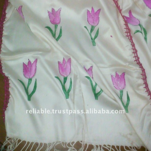 Pañuelo/Hijab de satén de rayón ecológico para mujer, hecho a mano, decorado, multicolor, estilo europeo-americano, personalizado para primavera - Product Image 1