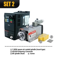 Kit de Motor de Husillo Refrigerado por Aire HLTNC 220V 1.5kW ER11 con Inversor VFD de 1.5KW para Máquina de Grabado CNC