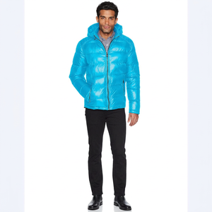 Chaqueta Acolchada Brillante Azul Burbuja de Nylon para Hombre, Diseño Personalizado, Manga Larga y Capucha, Moda Invierno 2026, la Más Vendida - Product Image 1