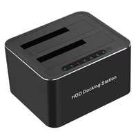 Boîtier de station d'accueil pour disque dur externe multifonction à 2 baies Boîtier en aluminium pour disque dur SATA USB 2.5 de 3.5/3.0 pouces