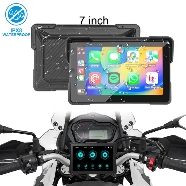 7 Inch Waterproof IPS Touch Screen Navigation Music Motorcycle Recorder GPS Enabled Stereo TV Water Dust Resistant Dashboard