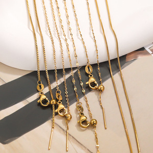 Adjustable <b>Needle</b> Clasp Chain | 18K Gold Plated Stainless Steel Universal Clavicle Chain for Necklace Making - Product Image 2