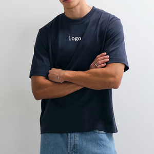 Camiseta de Manga Corta con Cuello Redondo y Logotipo Azul Personalizado OEM, Camiseta de Hombre de Alta Calidad, Suave y Elástica, 100% Algodón - Product Image 1
