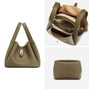 Bolsos femeninos OEM Premium Cuero Vaca Liso Crossbody Bolso Mujer Cierre Geométrico Asa Superior Mayorista Fábrica Custom Logo - Product Image 2