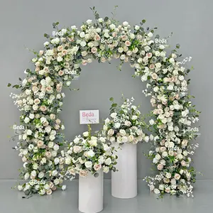 Bedaホットセールカスタマイズされたロマンチックな明るい色簡潔でエレガントな感じの結婚式の装飾の背景のための本物の花のテーブルランナー