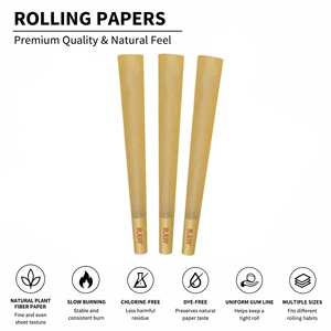 100% Organic Custom Logo 1 1/4 Rolling Smell Child Proof Natural Brown Raw <b>Papers</b> Cones Rizlas <b>Rolls</b> <b>Wraps</b> with Tips - Product Image 1