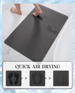 Tapis de sol antidérapant en pierre de diatomite pour salle de bain, absorbant l'eau, motif ondulé, écologique, durable, séchage rapide - Product Image 3