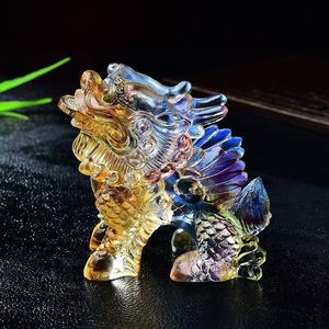 รูปปั้น Qilin เคลือบสำหรับตกแต่งโต๊ะกาแฟในสำนักงานงานหัตถกรรมสำหรับโถงทางเข้างานฝีมือคริสตัลอื่นๆ - Product Image 1