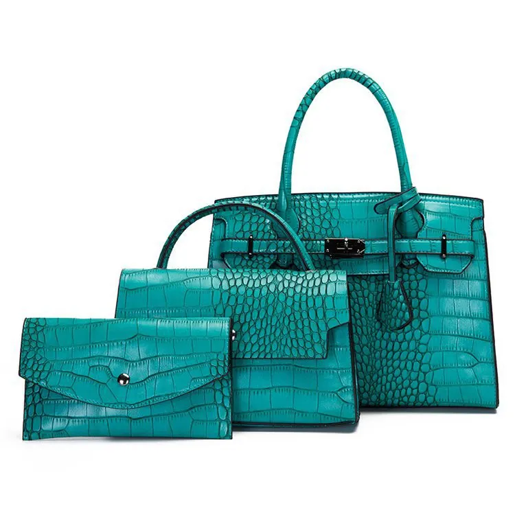 New fashion women hand Bag 2023 New Crocodile Pattern Platinum Large Capacity Shoulder Bag Multi piece Set Handbag