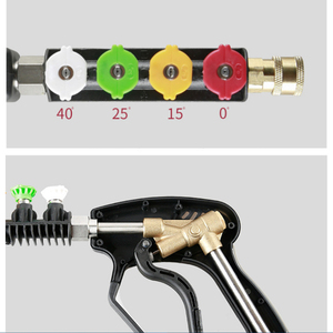 Hochdruckreiniger-Pistole Max 5000PSI Schwarz Keine Stromversorgung Erforderlich Kompatibel mit Schaumkanone 4 Düsenaufsätze Verlängerungsstab - Product Image 5