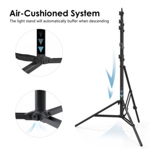 RAUBAY 10ft Black Professional Flexible Tripod Light Stand Corner-Style Air Cushion Adjustable Photography Support Aluminum - Product Image 5