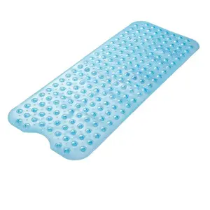 Newest Design Extra Long 40*16inch Pvc Bathtub Non Slip Shower Bath Mat With Suction Cups