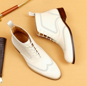 Spring autumn men's lace up short <b>boots</b> with genuine <b>leather</b> crocodile pattern embossed rubber sole and waterproof <b>working</b> shoes - Product Image 6