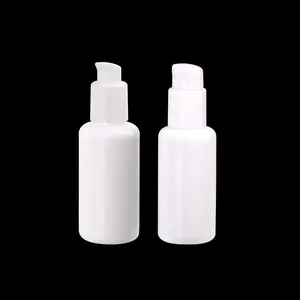 Flacon en verre blanc opale avec pompe à lotion 20/410, flacon de 40ml, pour lait corporel, en plastique blanc