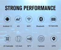 Portable Android 11.0 PDA Scanner Retail Smart 2D Barcode RFID NFC Lecteur Communication Wi-Fi Rechargeable pour Appareils Android