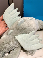 Boneka Dexter Green Dragon Lembut Nyaman Lucu Berbulu Pendek Isi Spons Mainan Bantal Peluk yang Menenangkan