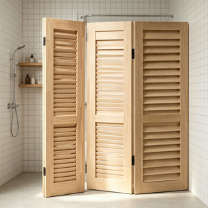 Paravent pliant en bois à 3 panneaux, artisanal, style folklorique bohème, multifonctionnel, écran d'intimité opaque avec structure en cadre - Product Image 1
