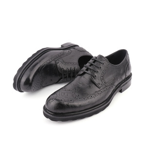 Chaussures Derby classiques pour hommes en cuir, chaussures décontractées de ville en cuir véritable fabriquées à la main - Product Image 1