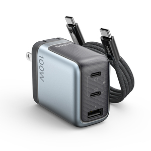 Chargeur rapide GaN LISEN 100W, adaptateur secteur mural de bureau, station de charge USB-C PD 3 ports pour ordinateur portable, tablette, <span class=keywords><strong>iPhone</strong></span> 17 16 Pro Max - Product Image 1